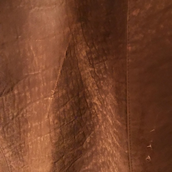 Womens 80s Vintage Long Brown Genuine Leather Coat - Picture 12 of 16